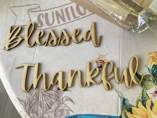 Blessed - Thankful Laser Cutouts -  Set of 2 - 1 of each